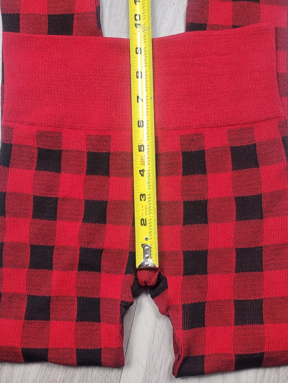 MUK LUKS Women's Fleece Lined Leggings S/M Red & Black Plaid Buffalo Check - Picture 6 of 10